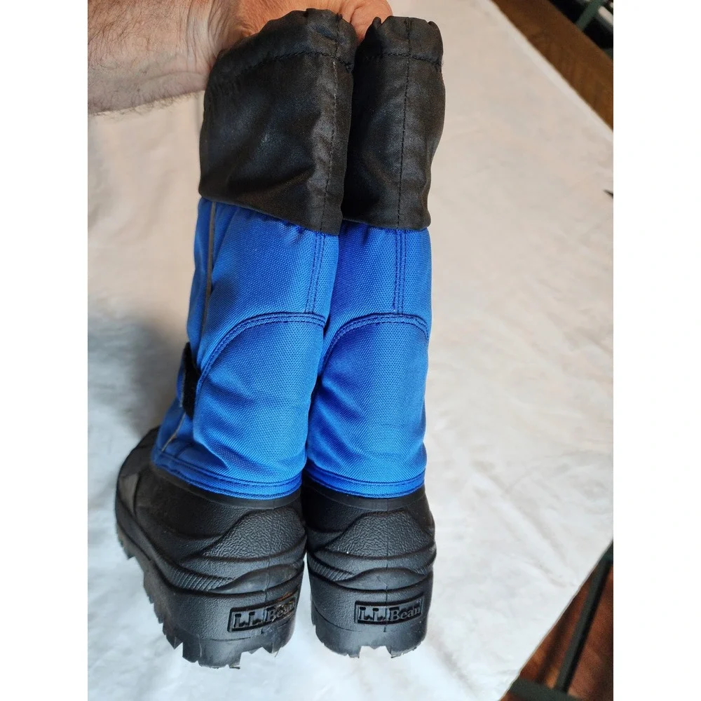 LL Bean Kids' Winter Snow Boots Size 4 Black Blue‎ Warm Insulated